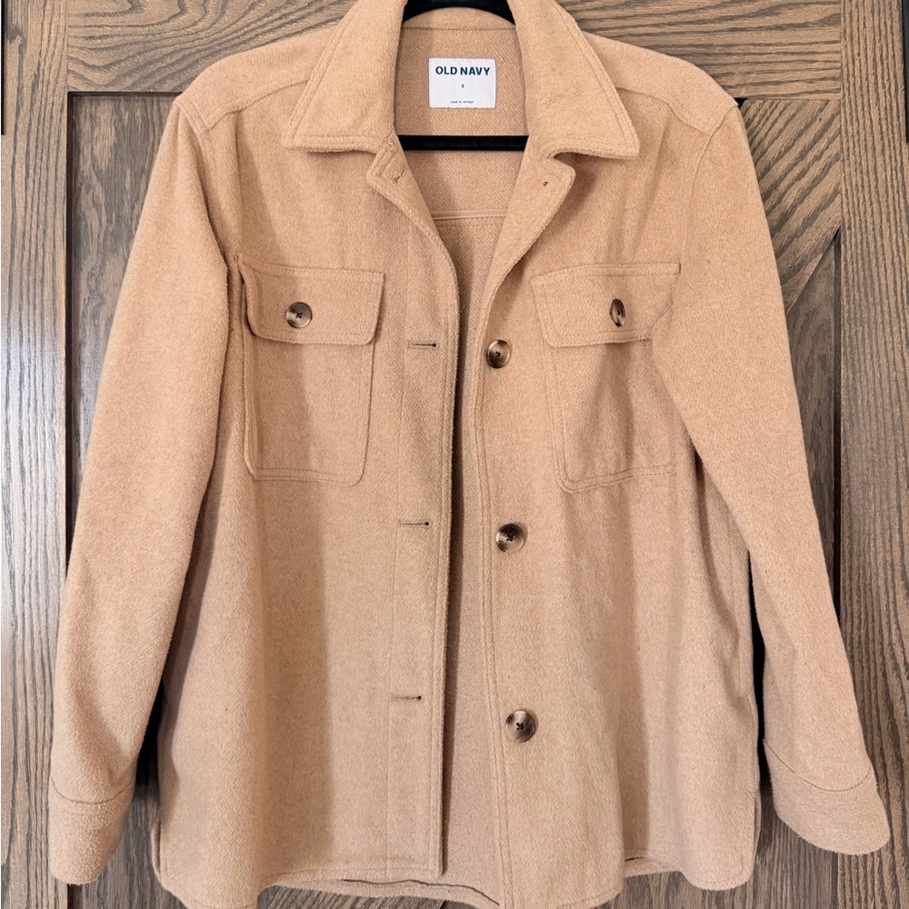 Old Navy Tan Button-Front Wool-Blend Jacket